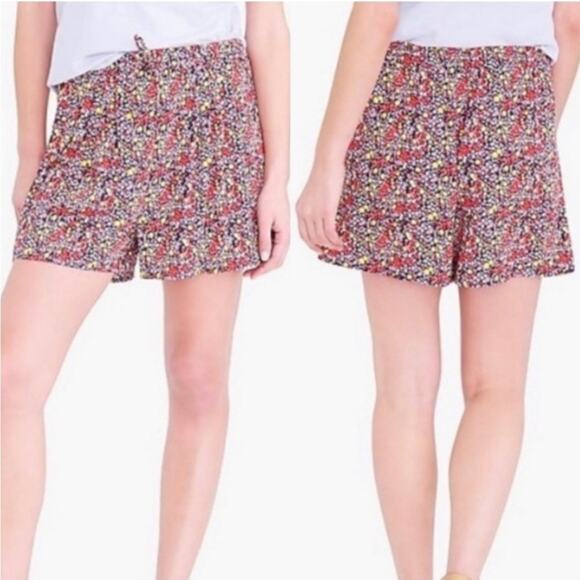 J. Crew Mercantile | Easy Pull-on Shorts Ditsy Floral Red Yellow Summer XS - Picture 2 of 7